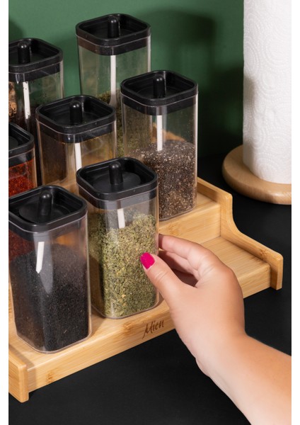 Doğal Bambu 3 Katlı Baharatlık ve Raf Düzenleyici Dolap İçi Organizer Stand 26 x 26 cm indirimleri