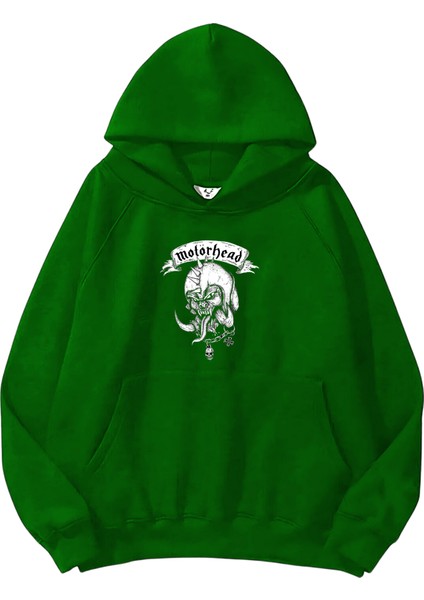 Motörhead Baskılı Oversize Yeşil Renk 3 Iplik Sweatshirt