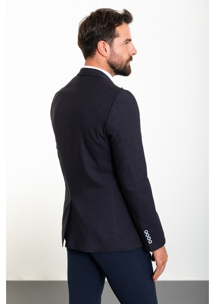 Düz Lacivert Slim Fit Geniş Yaka Yün Erkek Ceket indirimleri