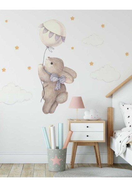 Renkli Tavşancık Tasarımlı Çocuk Odası Duvar Sticker Seti fiyatları