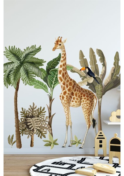 Renkli ve eğlenceli çocuk odası duvar çıkartması, hayal gücünü canlandırır