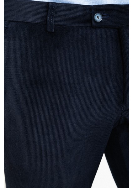 Çizgili Lacivert Slim Fit Kadife Erkek Pantolon fiyatları