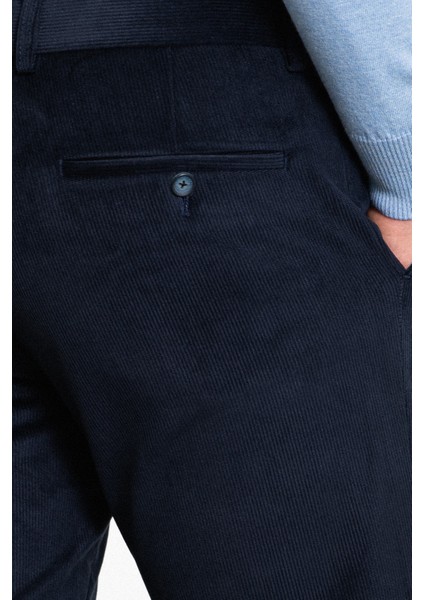 Çizgili Lacivert Slim Fit Kadife Erkek Pantolon fırsatları