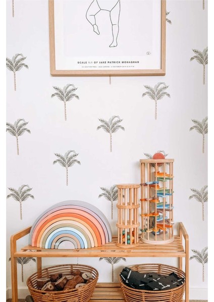 Renkli Çocuk Odası Mini Palmiyeler Duvar Stickerleri Seti, Düz Desenli, Çok Renkli fiyatları