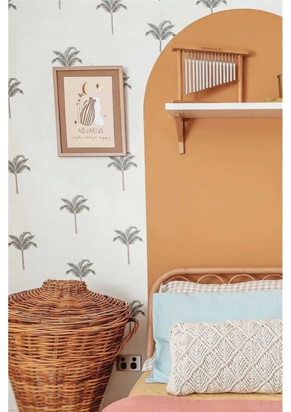 Renkli Çocuk Odası Mini Palmiyeler Duvar Stickerleri Seti, Düz Desenli, Çok Renkli modelleri