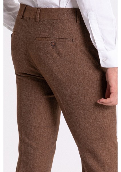 Desenli Kamel Rengi Super Slim Fit Erkek Pantolon fiyatları