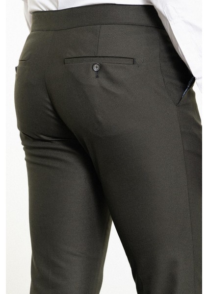 Düz Haki Slim Fit Kemer Detaylı Erkek Pantolon fırsatları