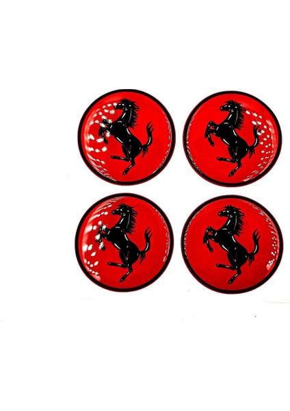 Etiketçilere Özel Ferrari Jant Göbeği Damla Sticker - Jant Göbeği Damla Sticker Ferrari Kırmızı