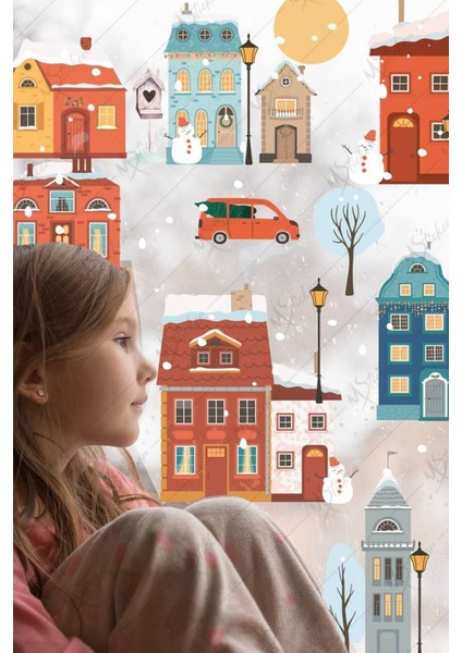 Kış ve yılbaşı temalı renkli cam duvar kapı sticker seti, eğlence ve şıklık dolu dekorasyon fiyatları