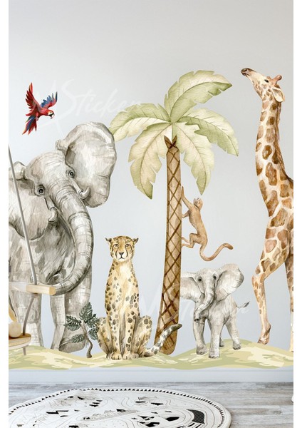 Çocuk odası hayvan figürleri dekorasyon sticker seti, çok renkli, 5+ parça fırsatları