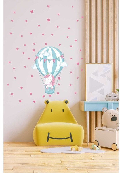 Renkli Unicorn ve Balon Kalp Duvar Süsü Seti, Çocuk Odası Dekorasyonu fiyatları