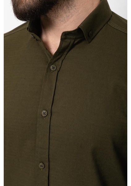 Desenli Haki Rengi Slim Fit Erkek Gömlek indirimleri