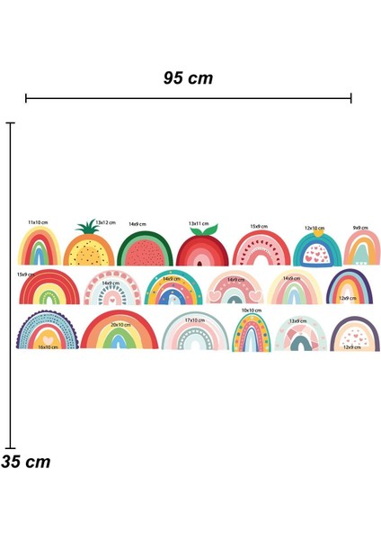 Canlı Renkli Gökkuşağı Çocuk Odası Duvar Sticker Seti, Neşeli Dekorasyon modelleri