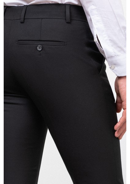 Düz Siyah Slim Fit Klasik Erkek Pantolon