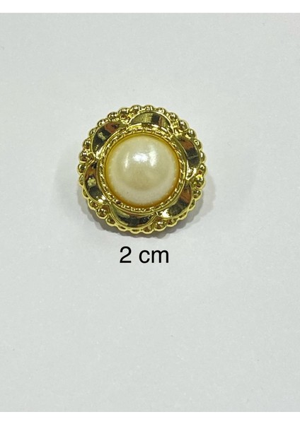 Vintage Serisi Düğme Seti / 2 cm 6 Lı Set (Gold -Krem )