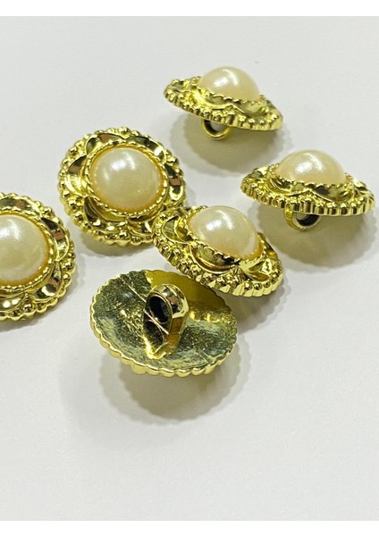 Vintage Serisi Düğme Seti / 2 cm 6 Lı Set (Gold -Krem )