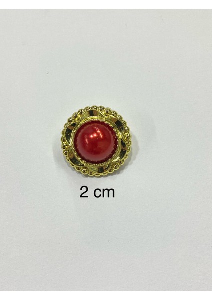 Vintage Serisi Düğme Seti / 2 cm 6 Lı Set (Gold - Kırmızı) fırsatları