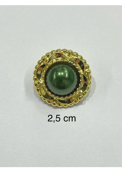 Vintage Serisi Düğme Seti / 2,5 cm 6 Lı Set (Gold - Yeşil )