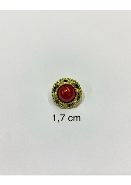 Vintage Serisi Düğme Seti / 1,7 cm 6 Lı Set (Gold - Kırmızı) modelleri