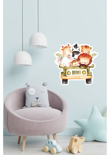 Renkli Safari Hayvanları Çocuk Odası Duvar Sticker Seti, Eğlenceli ve Renkli Dekorasyon fiyatları