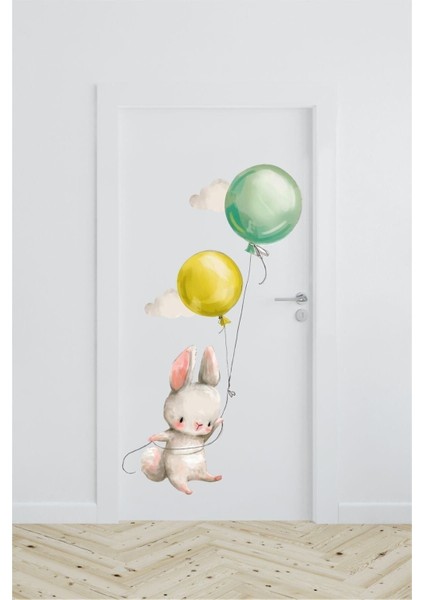 Renkli Tavşan Kapı Sticker, Eğlenceli ve Dekoratif Çocuk Odası Süsü fiyatları