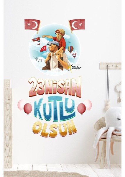 23 Nisan Atatürk ve Çocuk Okul Kreş Cam Duvar Süslemesi Sticker Seti fiyatları