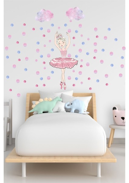 Balerin Sindy Bulutlar Puantiyeli Salon Yatak Odası Mutfak Balkon Ev Duvar Süsü Kağıdı Sticker Seti fiyatları