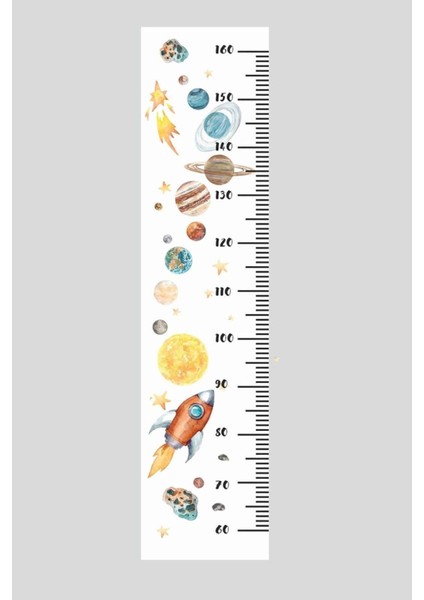 Renkli uzay temalı çocuk odası duvar stickeri, eğlenceli ve yaratıcı dekorasyon.