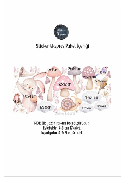 Kelebek Avcısı Tavşan Çocuk Odası Duvar Sticker Seti fiyatları