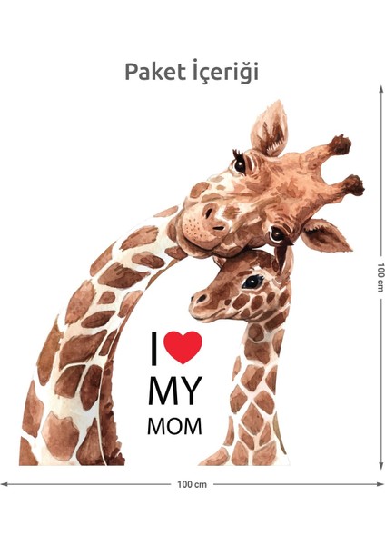 Sevimli zürafa ve yavrusu duvar stickerleri, renkli ve şık çocuk odası dekoru modelleri