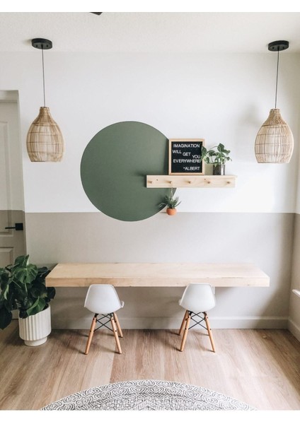 Yeşil Yuvarlak Bohem Tarz Duvar Sticker, Modern ve Şık Dekorasyon için fiyatları