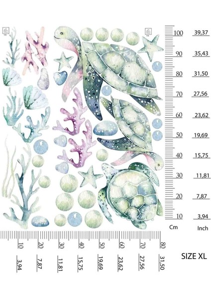 Renkli Su Altı Dünyası Deniz Kaplumbağaları Su Dekorasyonu, Çocuk Odası İçin 5+ Parça fiyatları