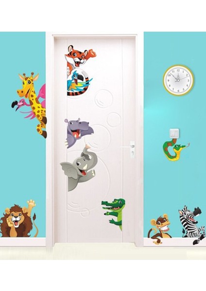 Renkli ve Eğlenceli Hayvan Temalı Bebek ve Çocuk Odası Stickerleri, 5+ Parça, Renkli Dekorasyon fiyatları