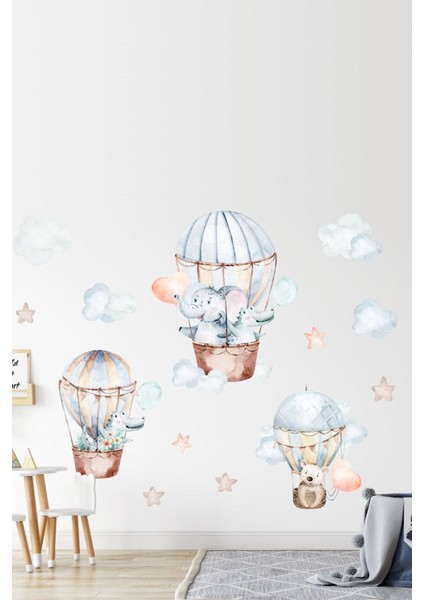 Sevimli hayvanlar duvar sticker seti, çocuk odasına renk ve neşe katacak 5+ parça