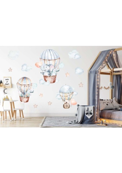 Sevimli hayvanlar duvar sticker seti, çocuk odasına renk ve neşe katacak 5+ parça modelleri