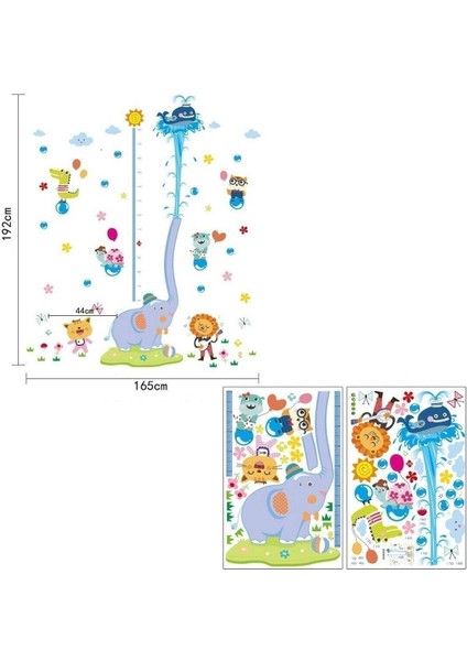 Sevimli Fil ve Dev Boy Ölçer, Çok Renkli Duvar Sticker Seti, Bebek ve Çocuk Odası İçin indirimleri