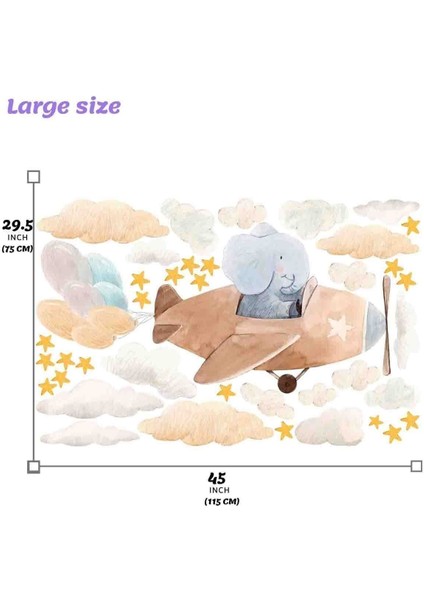 Gökyüzü temalı sevimli hayvan ve bulut duvar stickerleri, çocuk odasına neşe katar fiyatları