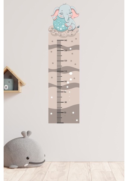 Renkli ve eğlenceli çocuk odası fil temalı duvar ölçer sticker fiyatları