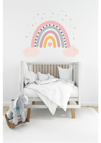 Renkli gökkuşağı ve yıldızlar çocuk odası duvar süsleri, neşeli ve güzel görünüm sağlar