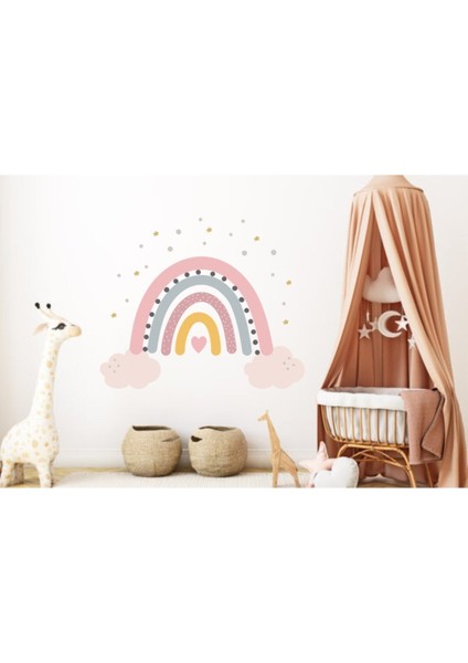 Renkli gökkuşağı ve yıldızlar çocuk odası duvar süsleri, neşeli ve güzel görünüm sağlar fiyatları