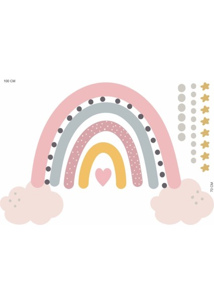 Renkli gökkuşağı ve yıldızlar çocuk odası duvar süsleri, neşeli ve güzel görünüm sağlar modelleri