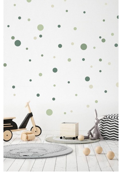 Yeşil Tonlar Soft Renk Puantiye 120 Adet Sticker Seti