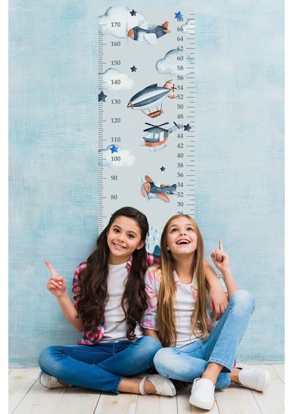 Renkli çocuk odası duvar ölçer sticker seti, eğlenceli ve şık tasarım, 1 parça, yeşil