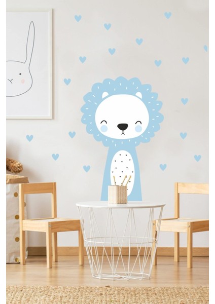 Sevimli Aslan Çocuk Odası Duvar Sticker, Renkli ve Eğlenceli Dekorasyon Hediye