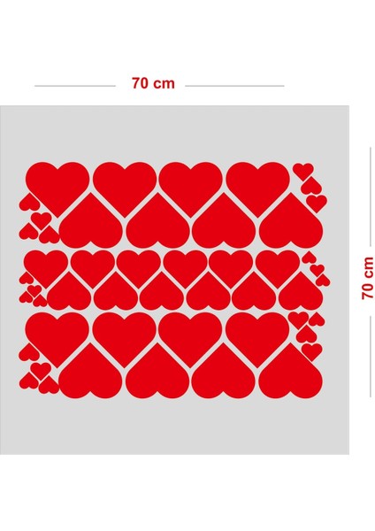 50 Adet Kalp 14 Şubat Sevgililer Günü Için Cam Vitrin Oda Süsleme Stickerı 70 cm