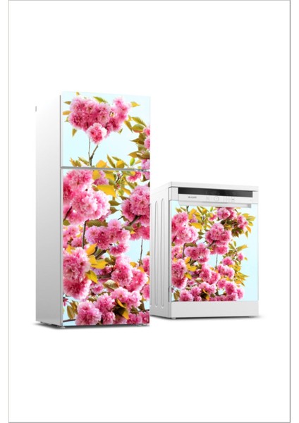 Çiçekli Kendinden Yapışkanlı Folyo, Renk: Pembe, Bulaşık ve Buzdolabı Kapakları için