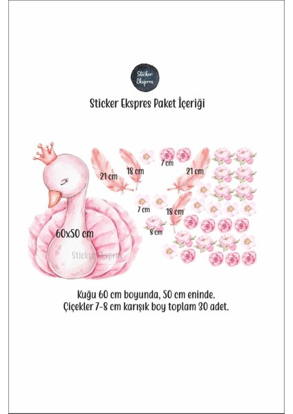 Zarif Kuğu ve Çiçekler Çocuk Odası Duvar Sticker Seti fiyatları