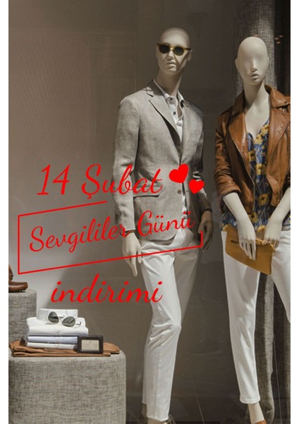 14 Şubat Temalı Kırmızı 60 cm Sticker Yazısı, Salon ve Oturma Odası İçin