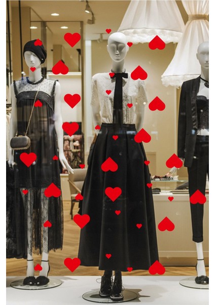 50 Adet Kalp 14 Şubat Sevgililer Günü Için Cam Vitrin Oda Süsleme Stickerı 70 cm