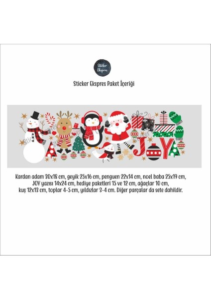 Yılbaşı Temalı Çok Renkli Cam Duvar Kapı Sticker Seti, Eğlenceli ve Şık Tasarım, 5+ Parça fiyatları